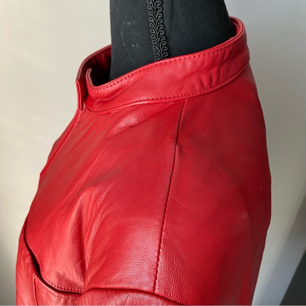Women's Kathy Ireland Extra Large Genuine Leather Red Leather Jacket - Picture 12 of 16